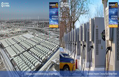 HyperStrong’s award-nominated projects include a 250 MW/1,000 MWh utility-scale storage system in Santanghu and a C&I charging-storage system in Siyuanqiao capable of supporting up to 30 EVs simultaneously. (Image Credit: The smarter E AWARD 2025)