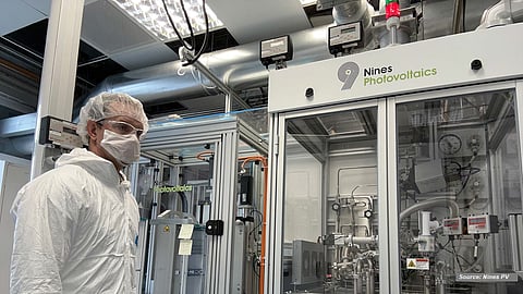 Dry Etching Tool: Nines PV’s ADE6000 uses molecular fluorine (F2) for single-side polysilicon wraparound removal without vacuum or plasma, enabling water-free etching at up to 24,000 wafers/hour. (Source: Nines PV)