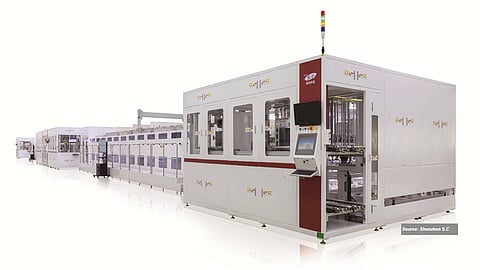 Rear Passivation Via PECVD: Shenzhen S.C’s plate-type PECVD system handles tunnel oxide, poly-Si, and in-situ doping in a single tool, supporting M10 and G12 formats. (Source: Shenzhen S.C)