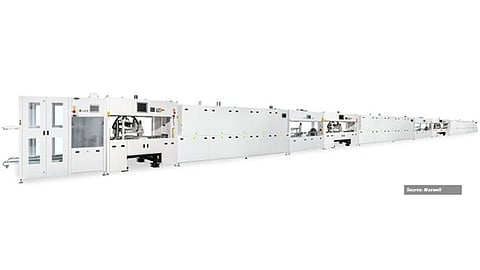 Full-Line Printing: Maxwell’s MX-XDL and MX-XDLZ screen printing lines feature rotary table designs and support dual-lane operation for advanced solar cell production. (Source: Maxwell Technologies)