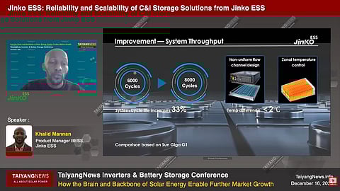 Jinko ESS's non-uniform liquid flow-based temperature control.