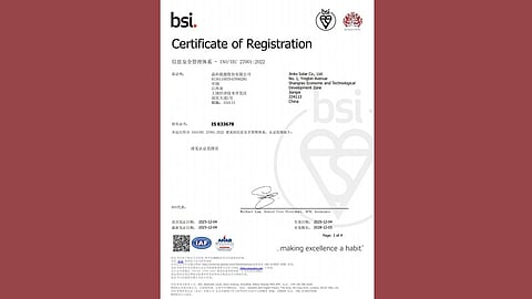 JinkoSolar BSI certifications