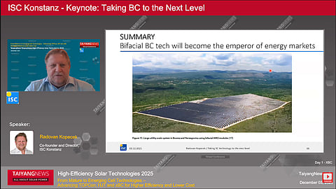 At the TaiyangNews High-Efficiency Solar Technologies Conference 2025, ISC Konstanz’s Radovan Kopecek outlined why back-contact architectures may represent the next major transition in crystalline silicon PV. (Photo Credit: TaiyangNews)