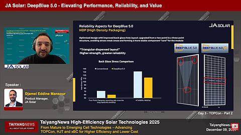 New TOPCon module (DeepBlue 5.0) designs combine multi-cut cells, overlapping interconnections, and laminate-structure adjustments to improve module output and reliability. (Photo Credit: TaiyangNews)