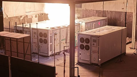 Jinko ESS's large-scale fire test setup.