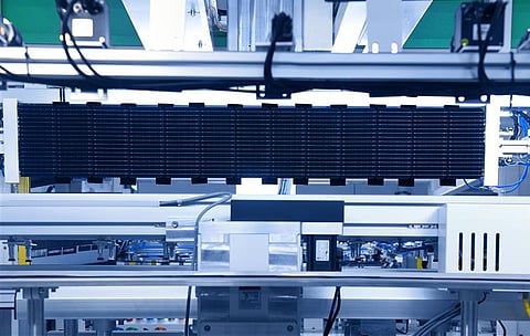 Modern module production lines integrate interconnection, layup, bussing, lamination, and IV testing, with increasing emphasis on flexibility to handle new cell and module technologies. (Photo Credit: JinkoSolar)