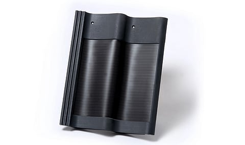 A curved roof tile with an integrated perovskite module developed by TNO highlights new form factors for building-integrated PV. (Photo Credit: ASAT B.V.)