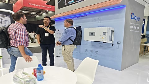 Deye's stall at Solar & Storage Live 2026 exhibition.