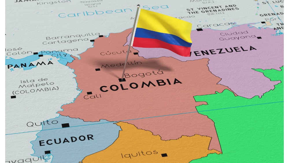 Colombia flag and map