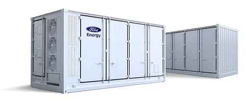 Ford Energy’s DC Block storage systems use large-format prismatic LFP cells integrated into 20-foot containerized BESS platforms. (Photo Credit: Ford Energy)