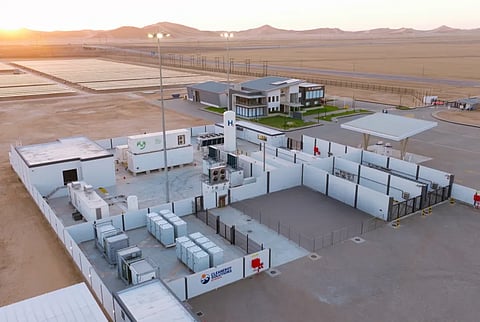 The Hydrogen Dune facility in Walvis Bay integrates solar PV, battery storage, and a 5 MW electrolyzer to produce off-grid green hydrogen. (Photo Credit: CMB.TECH)