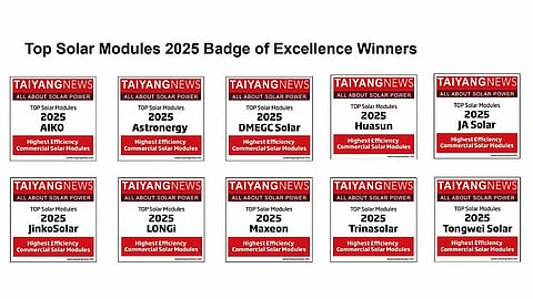 TaiyangNews Presents TOP SOLAR MODULES 2025 Badge of Excellence to 10 Module Makers at SNEC 2026