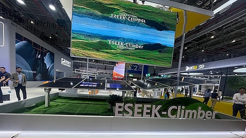 ESET Solar showcased its ESEEK-Anchor, ESEEK-Steady, ESEEK-Twins, and EXCEED tracker platforms at SNEC 2026, covering independent-row 1P, dual-linked 1P, and 2P utility-scale PV applications.