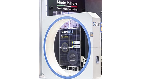 3SUN’s booth at Intersolar featured HJT solar modules manufactured in Italy.