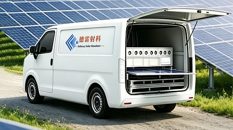 Delicacy showcased its mobile IV testing system and AM0 solar simulators at SNEC 2026. (Image Credit: Delicacy)