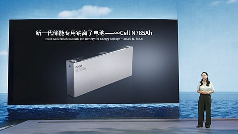 HiTHIUM plans to begin full-scale production and deliveries of its 4 MWh sodium-ion storage solution, built around the new 785 Ah cell, in 2027. (Image Credit: HiTHIUM)