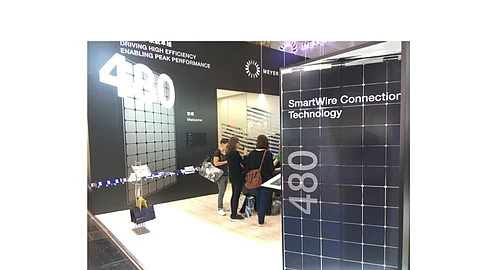 Meyer Burger has produced a record HJT module with 410 W power rating, which is a monofacial 72 cell panel built with a reflective backsheet. The same module when adapted to bifacial configuration has reached 480 W output power, which Meyer Burger presented at Intersolar Europe 2018 in Munich.