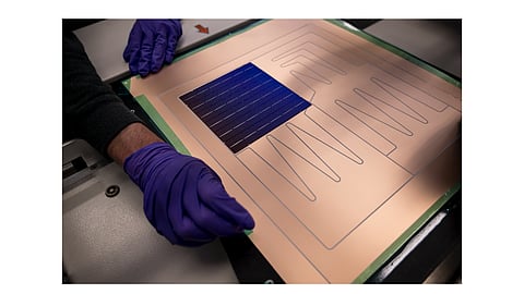 TNO and its partners are working to commercialize the combination of HJT and MWT technologies, which complement each other. While the HJT provides the high efficiency cell platform required by MWT, the latter supports a low temperature module process, in which cells are attached to a conductive foil (as show in the picture).