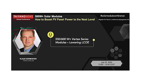 Klaus Hofmeister, the product marketing manager for Europe at Trina, has presented design intricacies of this module series and discussed the optimization required at the system level along with the benefits of high power modules at TaiyangNews virtual conference on 500W+ Solar Module end of July.