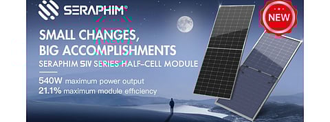 For its newly launched S4 half-cell solar module product, Jiangsu Seraphim has used 182mm large sized wafers incorporating MBB technology. It targets large ground mounted solar power plants for these series. (Photo Credit: Jiangsu Seraphim Solar System Co., Ltd./LinkedIn)