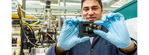 According to Dr. Mehrdad Najafi (in the picture), the team of Solliance and partners now aim to upscale the area and the processes to further their perovskite research. (Photo Credit: Niels van Loon)