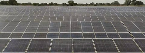 Jakson Group’s 50 MW solar project in Uttar Pradesh uses mono PERC solar modules and string inverters. It is designed to generate over 105,100 MWh annually. Pictured is a screenshot of a video the company posted of the project. (Photo Credit: Jakson Group)