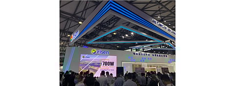 Malaysia's Ministry of International Trade and Industry believes Risen Energy’s 3 GW bifacial module fab in Malaysia will create several technical jobs in the country. Pictured is the Risen Energy booth at SNEC 2021 where it launched a very high power 700 W module. (Photo Credit: TaiyangNews)
