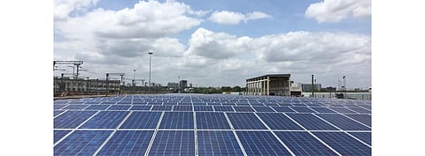 With the acquisition of Sterling and Wilson’s rooftop solar projects, Amplus Solar has increased its operational distributed generation solar capacity to over 800 MW. Pictured is an Amplus Solar project for L&T Metro Rail (Hyderabad) Limited. (Photo Credit: Amplus Solar)