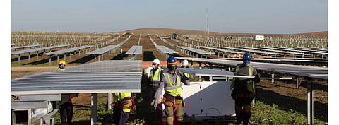 Endesa has strategically chosen Huelva as the location to host solar PV capacity it has acquired from Arena Power, since the region hosts 18 companies and 19 large industrial facilities. Pictured is a solar PV project site in Andalusia. (Photo Credit: Endesa)