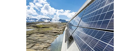 Axpo says the 1st power from the AlpinSolar power plant in the Swiss Alps was generated. Delayed due to global supply chain issues and bad weather, the facility is now scheduled for completion in August 2022. (Photo Credit: Axpo)