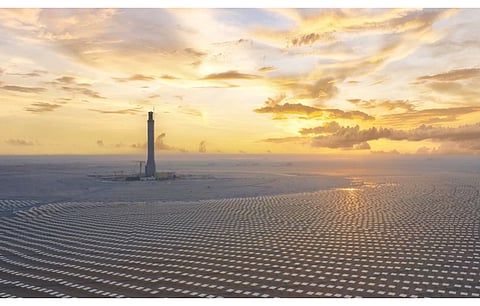 ACWA Power will move ahead on the Noor Energy 1 project (in the picture) under MBR Solar Park phase IV having secured commercial operation certificate for 217 MW solar PV. (Photo Credit: ACWA Power)