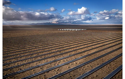 Pictured is a simulation of the Hot Pot & Iron Point Solar Projects, which total 600 MW AC solar paired with 480 MW of BESS. (Photo Credit: Primergy Solar, LLC)