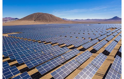 Pictured is a large scale solar power plant in Chile’s Atacama Desert. In Chile, Spain’s Grenergy has started a competitive auction process to sell solar power from one of its projects that has secured environmental approval and grid connection permit. (Photo Credit: abriendomundo/Shutterstock.com)