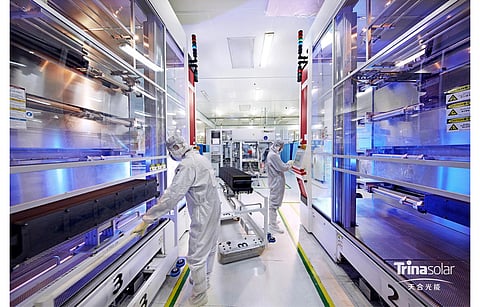 Trina Solar claims to have become the 1st solar company to have its 210mm sized modules to get LCA certificate that speaks for its low carbon life cycle. Pictured is a Trina Solar lab in China. (Photo Credit: Trina Solar)