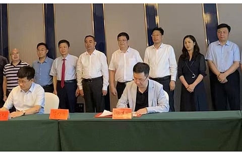The Royal Group is considering investment in solar PV technology seeing its market potential within China that will also help dairy industry to bring down its carbon emissions. It has signed a project investment agreement with Fuyang Economic and Technological Development Zone (in the picture) to invest in solar PV production. (Photo Credit: Royal Group Co Ltd)