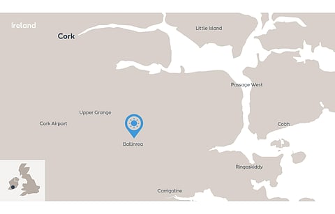 Orsted plans to commission its maiden solar plant in Ireland, 65 MW Ballinrea Solar Project, by 2025 in Cork. (Source: Orsted A/S)