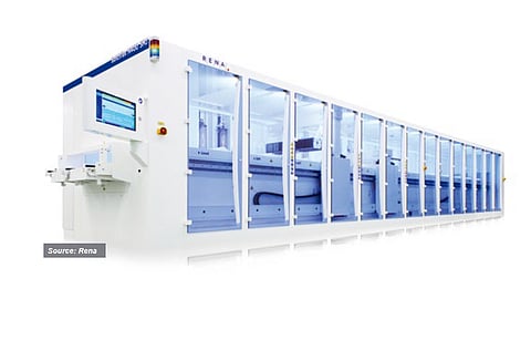 Ozone cleaning: RENA’s wet-chemical solution for HJT shares the same platform as its PERC tools (BatchTex N); intensified cleaning based on ozone and inclusion of SDE are the main differences. (RENA Technologies GmbH)