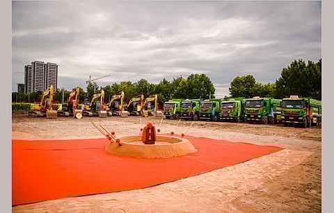 The groundbreaking ceremony for Zhongqi Jiangsu Solar Technology facility takes place at Suqian Economic and Technological Development Zone. (Photo Credit: Zhongqi)