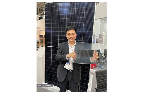 Pre-cut processing: In order to reduce the losses at the module level, HJT cell/module producers such as Huasun have started processing pre-cut wafers. (Source: Huasun)