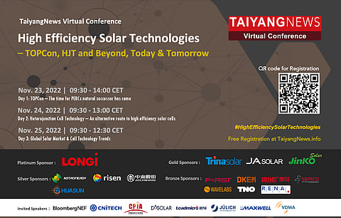 Nov. 23-25, 2022 TaiyangNews High Efficiency Solar Technologies Conference