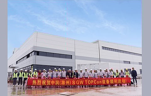 The production equipment for the first phase of Zhongrun New Energy (Chuzhou) 16 GW large-scale high-efficiency solar cell facility has been installed at the site. On completion, the first phase will produce large-size TOPCon cells to the tune of 8 GW. (Photo Credit: Zhongrun Solar)