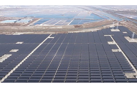 Equipped with Huasun’s bifacial G12 solar modules, the 50 MW solar power plant in China (in the picture) is awaiting grid connection when it is expected to produce 6% more energy than standard PERC bifacial panels, according to the company. (Photo Credit: Huasun)