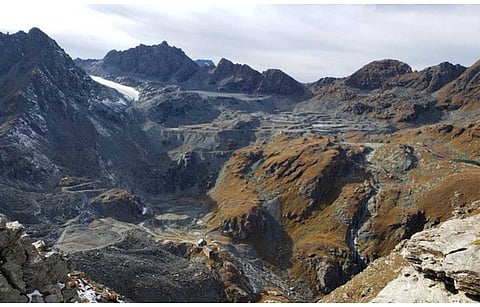 The quarry used for the construction of Grande Dixence dam in Switzerland is proposed to be the location of Alpiq’s bifacial Alpine solar plant. (Photo Credit: Alpiq)