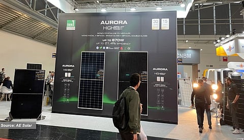 The Aurora module series from AE Solar is a flexible product platform that is offered with different BOM - Monofacial with backsheet, bifacial with glass-transparent backsheet, and bifacial double-glass modules. (source: AE Solar)