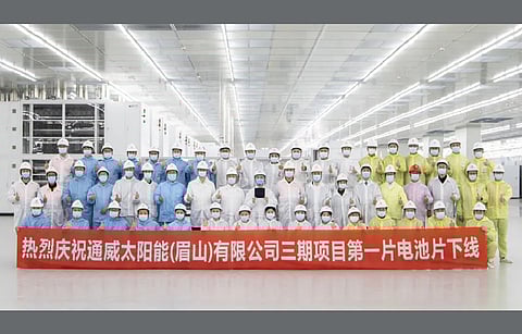 Despite challenges, Tongwei Solar Meishan high-efficiency crystalline silicon facility – Phase 3 produced its first cell in 9 days, creating a record. (Photo Credit: Tongwei)