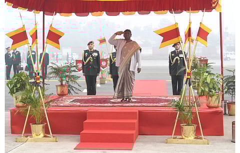SJVN’s 1 GW Bikaner Solar Project has been launched with the Indian President Droupadi Murmu (on the dais, in the picture) laying the foundation stone virtually during her recent visit to Rajasthan. (Photo Credit: Official Twitter Account of Rashtrapati Bhavan)