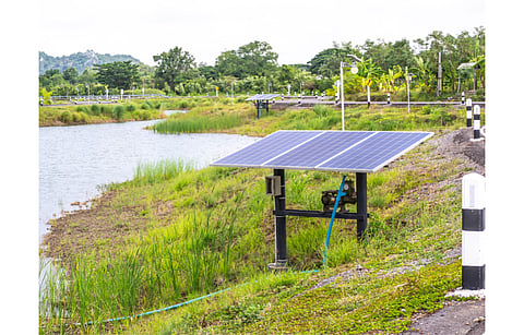 PM-KUSUM Scheme’s component B targets 9.6 GW cumulative solar PV capacity with 2 million SPWPS. SECI has now launched a tender for the installation of 6,66,250 of these. Pictured is a solar water pump. (Illustrative Photo; Photo Credit: SOMCHAI DAENGNGAM/Shutterstock.com)