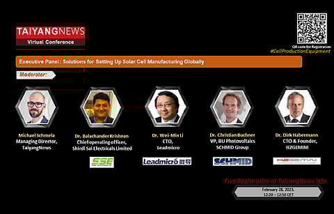 TaiyangNews has lined up an interesting panel discussion for its Virtual Conference on Solar Cell Production Equipment & Processing Materials, tomorrow. To attend the Conference, please scan the QR code in the picture above and register for free. (Photo Credit: TaiyangNews)