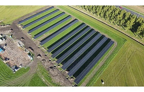Pictured is Vattenfall’s agrivoltaic project Symbizon near Almere in the Netherlands. It has now announced a 76 MW agrivoltaic project in Germany. (Photo Credit: Vattenfall)