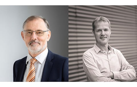 Pictured are Fraunhofer ISE’s award winning team of Prof Dr Andreas Bett (l) and Dr Frank Dimroth (r). (Photo Credit: Fraunhofer ISE)